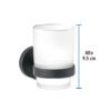 459572 45957 - Portavaso cepillero negro con vaso de vidrio, Foset Túbig