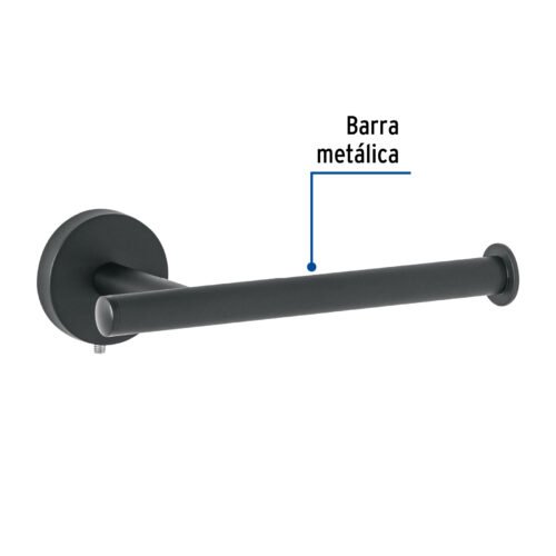45960 - Portarrollo metálico acabado negro, Foset Túbig