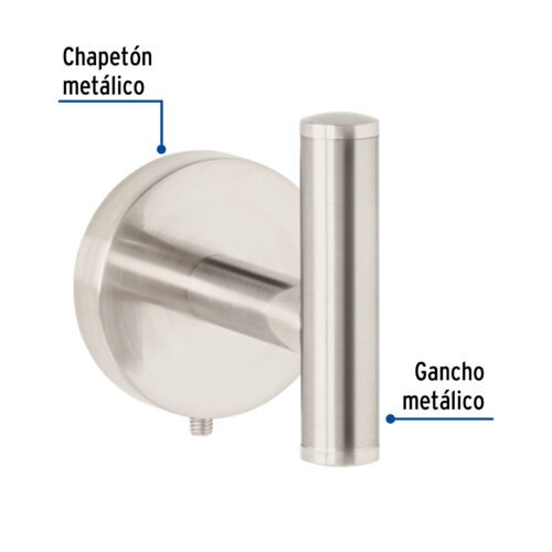 459621 45962 - Gancho sencillo metálico acabado satín, Foset Túbig
