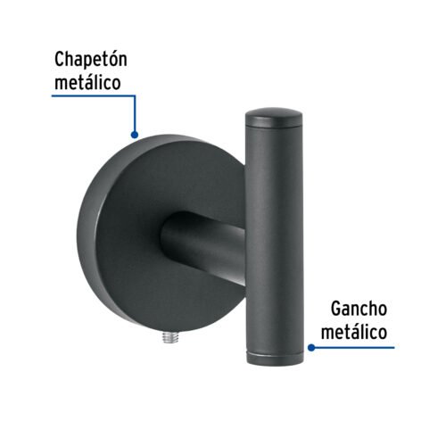 459631 45963 - Gancho sencillo metálico acabado negro, Foset Túbig