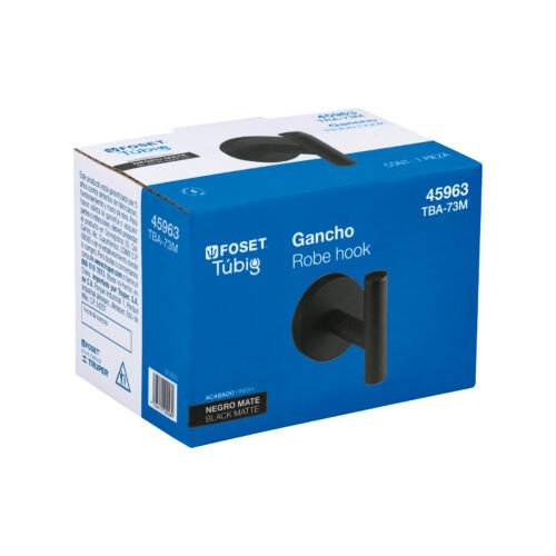 459633 45963 - Gancho sencillo metálico acabado negro, Foset Túbig