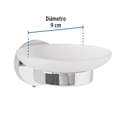 45964 - Jabonera metálica cromo con plato de vidrio, Foset Túbig