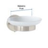 45965 - Jabonera metálica satín con plato de vidrio, Foset Túbig
