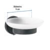 459662 45966 - Jabonera metálica negro con plato de vidrio, Foset Túbig