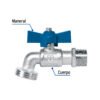 45967 - Llave esfera de latón 1/2", maneral corto, 130g, s/adaptador