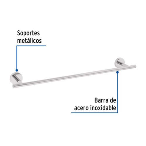 45970 - Toallero de barra metálico acabado cromo, Foset Túbig