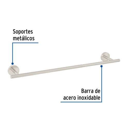 45971 - Toallero de barra metálico acabado satín, Foset Túbig