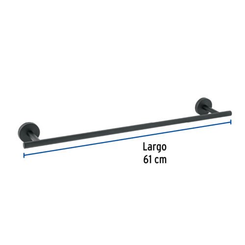 45972 - Toallero de barra metálico acabado negro, Foset Túbig