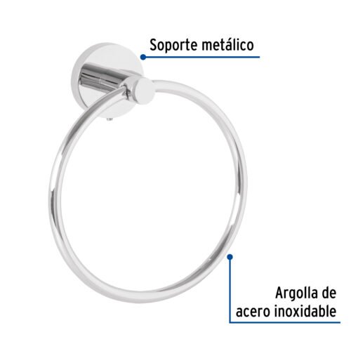 45973 - Toallero argolla metálico acabado cromo, Foset Túbig