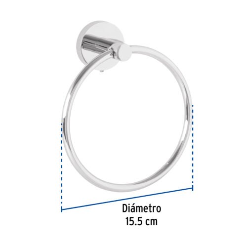 45973 - Toallero argolla metálico acabado cromo, Foset Túbig