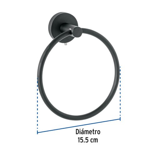 459752 45975 - Toallero argolla metálico acabado negro, Foset Túbig