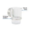 459781 45978 - Portavaso cepillero satín con vaso de vidrio, Foset Aqua