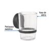 459791 45979 - Portavaso cepillero negro con vaso de vidrio, Foset Aqua