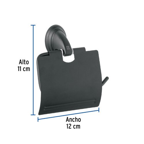 459832 45983 - Portarrollo metálico acabado negro, Foset Aqua