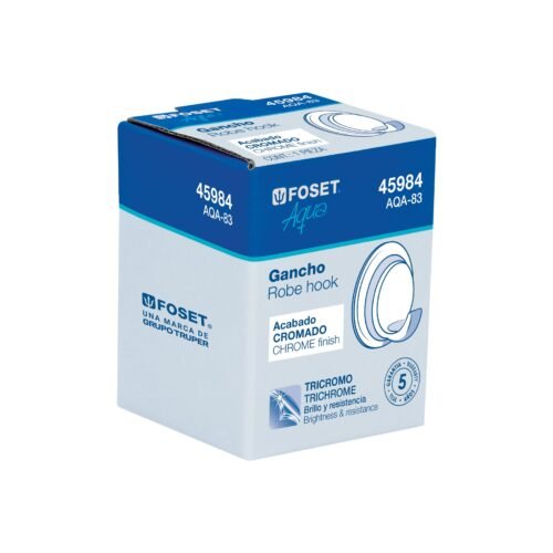 45984 - Gancho sencillo metálico acabado cromo, Foset Aqua