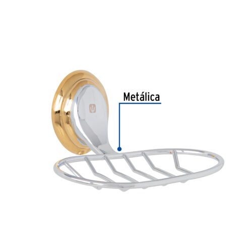459891 45989 - Jabonera metálica cromo-oro, Foset Aqua