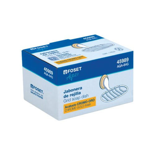 459892 45989 - Jabonera metálica cromo-oro, Foset Aqua