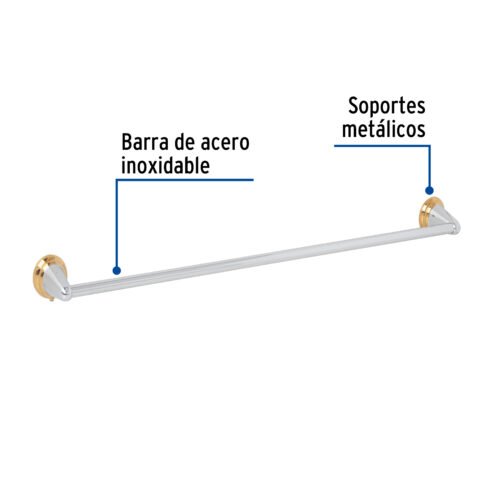 459931 45993 - Toallero de barra metálico acabado cromo-oro, Foset Aqua