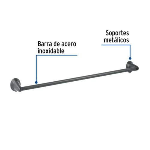 459951 45995 - Toallero de barra metálico acabado negro, Foset Aqua