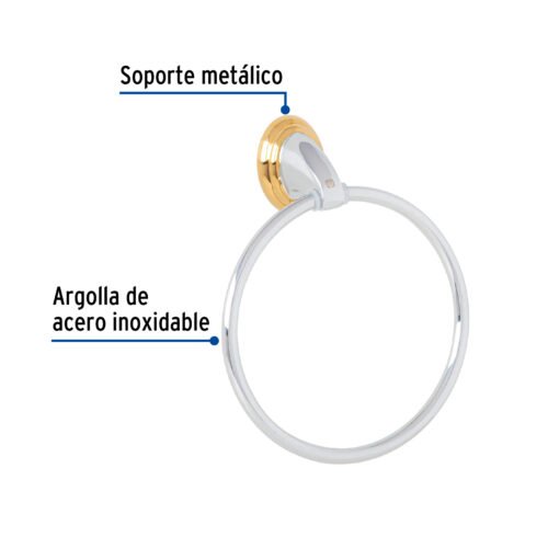 459971 45997 - Toallero argolla metálico acabado cromo-oro, Foset Aqua