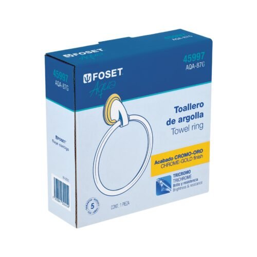 459973 45997 - Toallero argolla metálico acabado cromo-oro, Foset Aqua