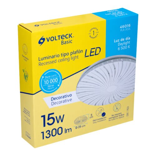 460164 46016 - Luminario LED 15W plafón decorativo espiral luz de día,BASIC