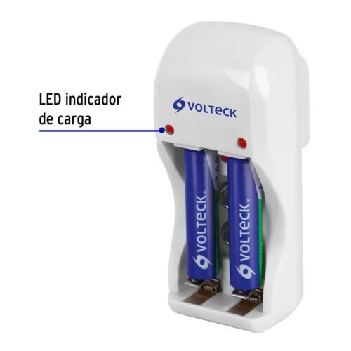 460431 46043 - Cargador de pilas, AA, AAA y 9V incluye 2 pilas AAA, Volteck