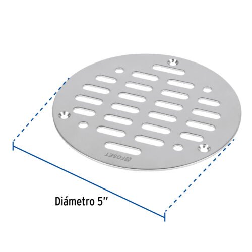 46047 - Rejilla de acero inoxidable 5", cierre con tornillos, Foset