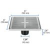 46048 - Resumidero cuadrado de acero inoxidable 6" x 6", Foset