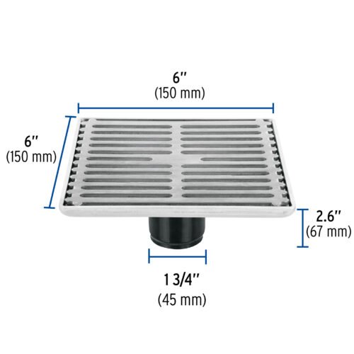46048 - Resumidero cuadrado de acero inoxidable 6" x 6", Foset