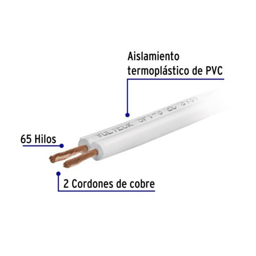 46066 - Rollo de 100 m de cordón dúplex flexible SPT 12 AWG, Volteck