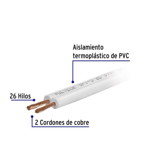 460681 46068 - Rollo de 100 m de cordón dúplex flexible SPT 16 AWG, Volteck