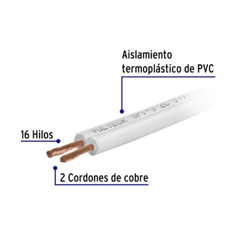 46069 - Rollo de 100 m de cordón dúplex flexible SPT 18 AWG, Volteck