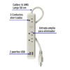 460891 46089 - Multicontacto 16 AWG 3 entradas 2 puertos USB supresor 300 J