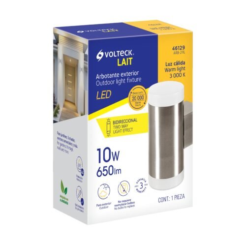 461295 46129 - Arbotante decorativo de LED 10 W 2 spots luz cálida, Volteck