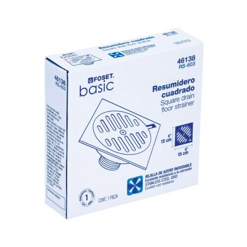 46138 - Resumidero cuadrado metálico 6" x 6", Foset