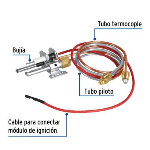 461491 46149 - Termopar tipo flauta con bujía, 60 cm, Foset