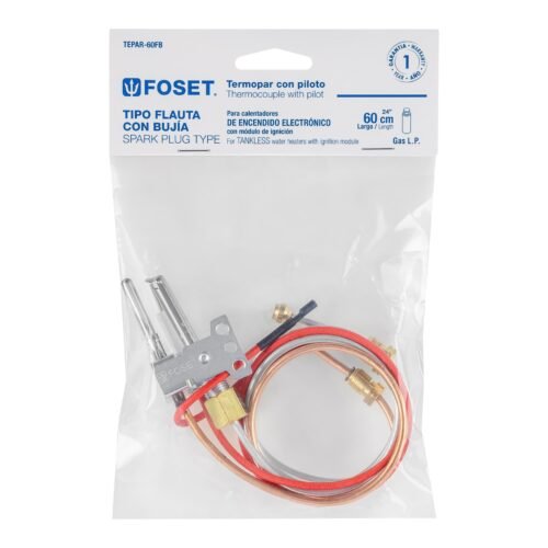 461492 46149 - Termopar tipo flauta con bujía, 60 cm, Foset