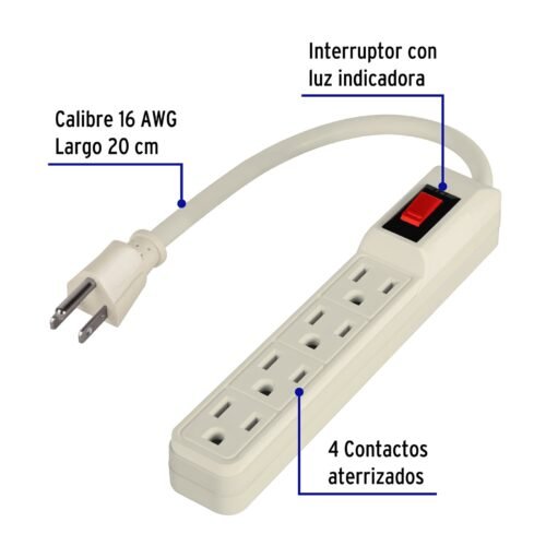 46181 - Multicontacto económico 4 entradas, blanco, VOLTECK