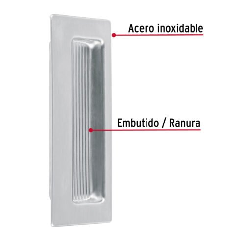 462381 46238 - Jaladera de embutir cuadrada acabado cromo mate, HERMEX