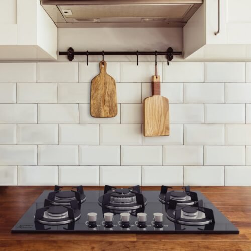 46248 - Parrilla gas empotrable 90cm, 5 quem, vidrio negro, Riviera