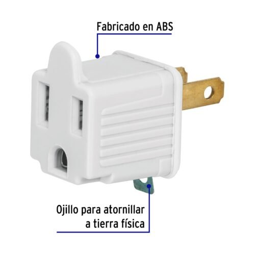 462551 46255 - Adaptador 3 a 2, blanco, a granel, Volteck