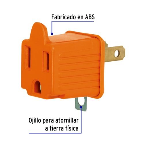 462561 46256 - Adaptador 3 a 2, naranja, a granel, Volteck