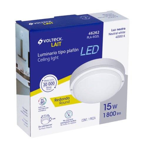 46262 - Plafón decorativo de LED 15 W redondo para baño, Volteck