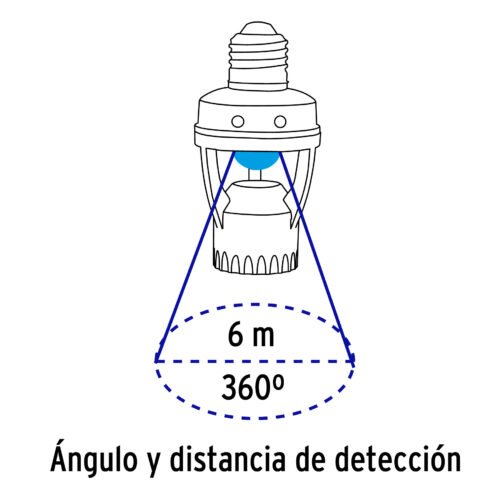 46274 - Portalámpara con sensor de movimiento 360°, Volteck
