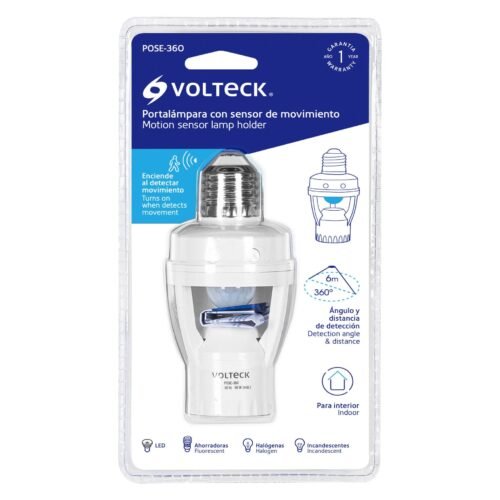 46274 - Portalámpara con sensor de movimiento 360°, Volteck