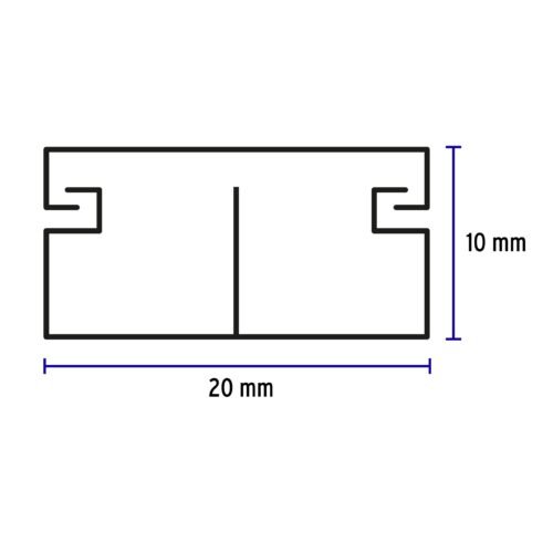 46283 - Canaleta de 2 vías 10 x 20 mm, con división, VOLTECK