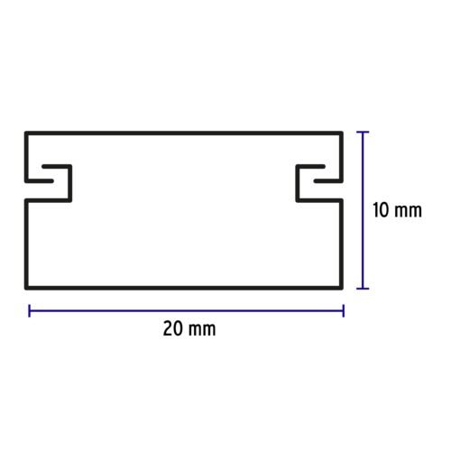 46284 - Canaleta de 1 vía 10 x 20 mm, con adhesivo, VOLTECK