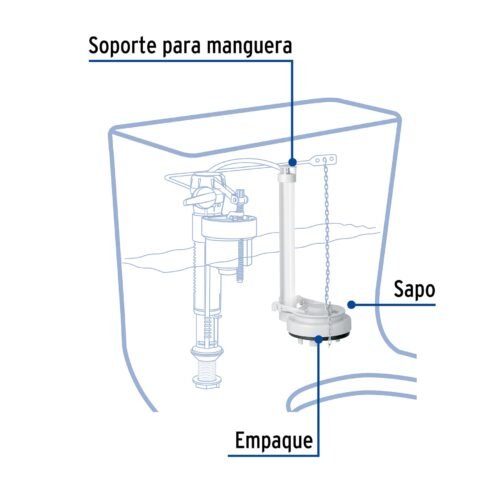 46287 - Válvula de descarga 3" para WC de 1 pza, cadena inox, Foset