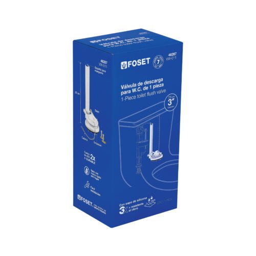 46287 - Válvula de descarga 3" para WC de 1 pza, cadena inox, Foset